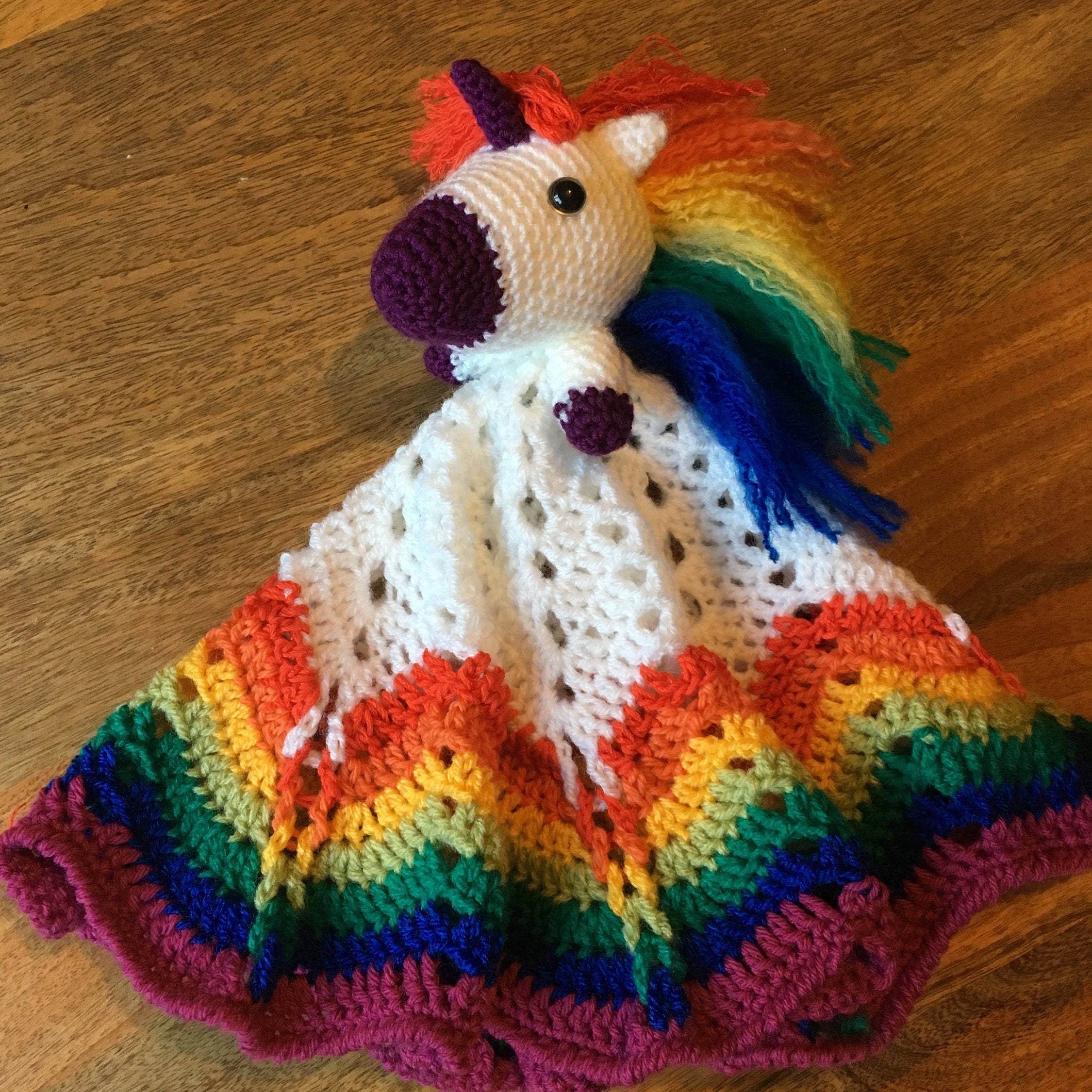 Rainbow Unicorn Security Blanket Crochet Pattern Etsy UK