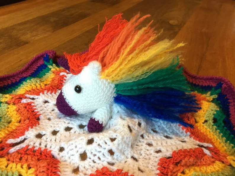 Rainbow Unicorn Security Blanket Crochet Pattern Etsy UK