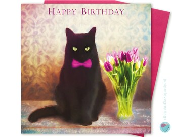 Black Cat Face Greeting Cards