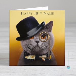 Carte du 18e anniversaire pour un amoureux des chats - cartes personnalisées du 18e anniversaire - cartes chat british shorthair - cartes de voeux faites main Royaume-Uni