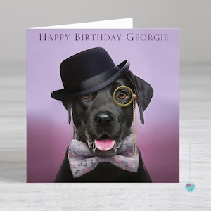 Carte d'anniversaire personnalisée pour homme femme - carte de voeux pour chien labrador - carte d'anniversaire pour garçon - carte d'anniversaire pour papa chien - carte Juniperlove Royaume-Uni