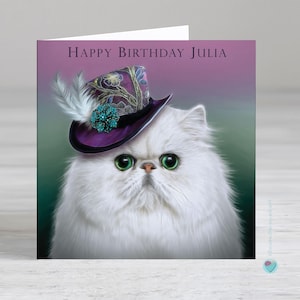 Carte d'anniversaire personnalisée pour femmes filles - carte d'anniversaire chatte - carte d'anniversaire amie spéciale - carte d'anniversaire chat dame