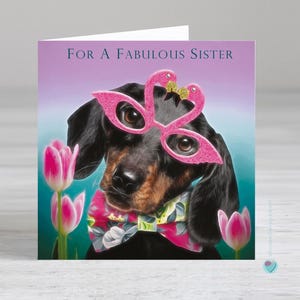 Carte d'anniversaire pour soeur - amateur de flamants roses - pour une soeur fabuleuse - Possibilité d'ajouter un message imprimé personnalisé ou un verset à l'intérieur