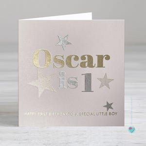 Carte personnalisée de premier anniversaire - 1er anniversaire de garçons filles - couleur neutre - fils fille petit-fils petite-fille nièce neveu filleul