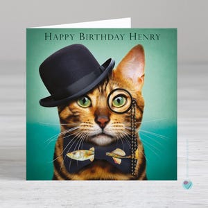 Carte d'anniversaire personnalisée chat - carte drôle de chat tigré - carte de chat du Bengale - carte d'anniversaire pour homme - carte d'anniversaire pour garçons - carte d'anniversaire drôle pour homme