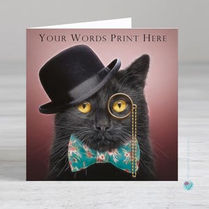 Carte d'anniversaire pour hommes garçons - carte d'anniversaire chat personnalisée - carte chat noir pour toutes les occasions - nouvelle carte de travail - carte porte-bonheur