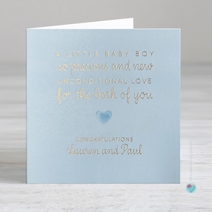 Nouvelle carte de bébé garçon - Carte de félicitations personnalisée pour bébé garçon - Carte de nouveaux parents - Nouvelle carte de grands-parents - Carte de félicitations de nouveau-né
