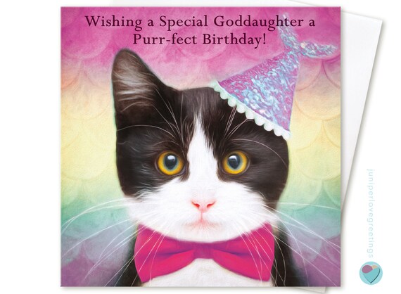 Goddaughter Birthday Card For Her Happy Birthday Cute Kitten Etsy Israel