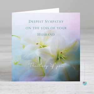 Carte de condoléances pour mari - Nos plus sincères condoléances à l'occasion de la perte de votre mari - Vous pouvez ajouter un message imprimé à l'intérieur en option