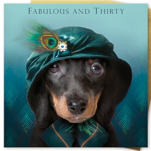 30th birthday card for women men FABULOUS AND THIRTY Mum Dad Wife Husband Daughter Sister in law Niece Aunt Cousin Dachshund dog lover