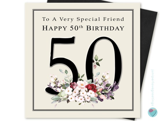 Tarjeta de cumpleaños número 50 de friend a una amiga muy - Etsy