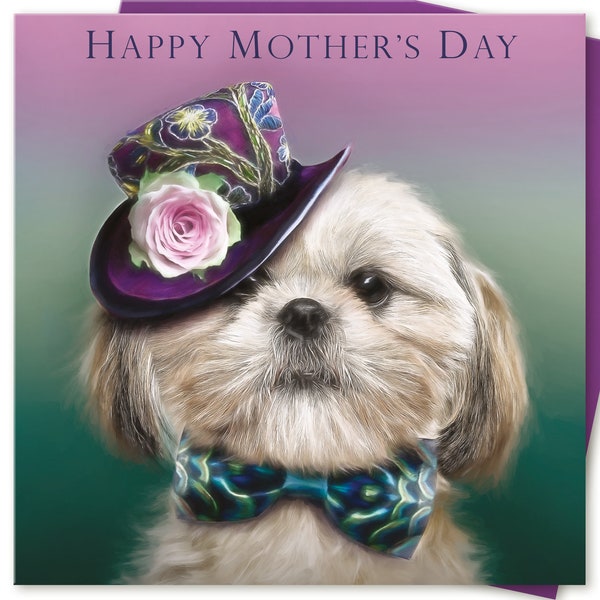 Mothers Day card Mum Mom Mam Wife Mummy Grandma Nan HAPPY MOTHERS DAY to or from Shih-Tzu Shitzu dog puppy Lover by Juniperlove Greetings