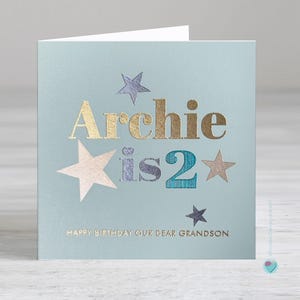 Carte d'anniversaire personnalisée pour jeunes garçons, 2e carte d'anniversaire pour enfants, tout âge 1-16, petit-fils, neveu, filleul, fils, cousin