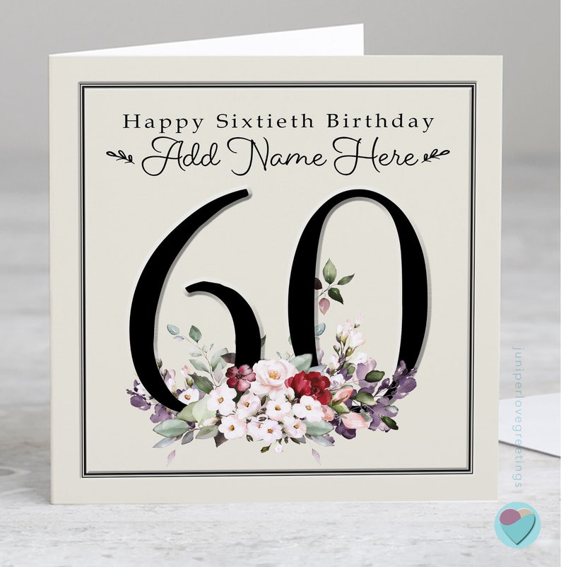 Personalised 60th Birthday Card for Women - Add Name - Age 60 Special ...