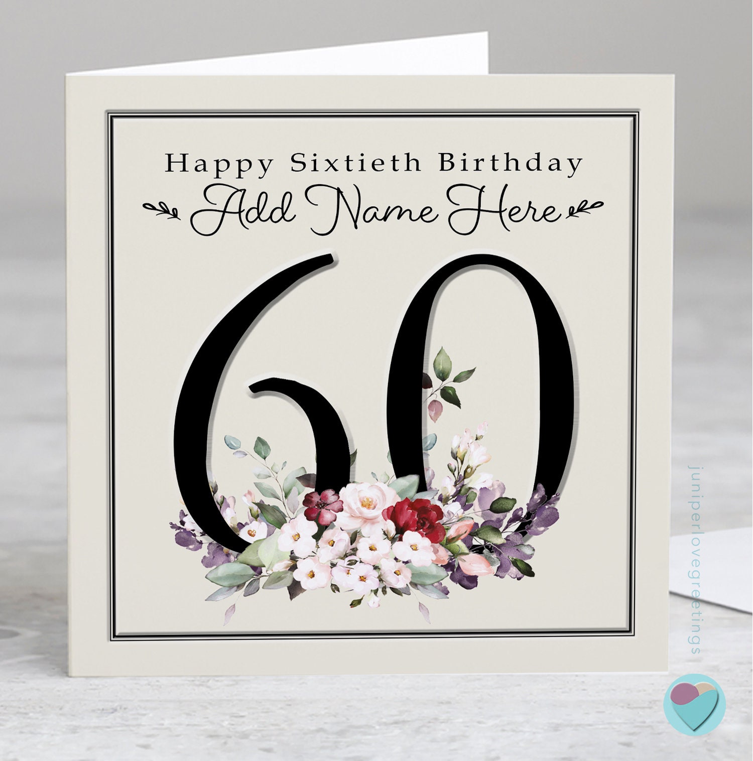 Personalised 60th Birthday Card for Women - Add Name - Age 60 Special ...