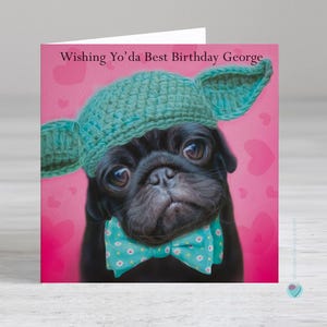 Carte d'anniversaire personnalisée pour filles femmes garçons hommes maman papa mari femme amie fille soeur beau-frère nièce petite-fille carlin chien