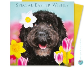 Easter Card for boys girls men women family SPECIAL EASTER WISHES add your own message verse inside to or from Cockapoo dog lover