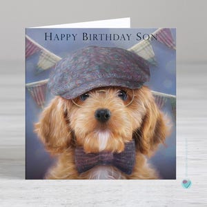 息子の誕生日カード 男の子 男性 子供または大人 コッカプー スパニエル 犬 子犬 犬好きの方からのグリーティングカード ジュニパーラブ グリーティングス