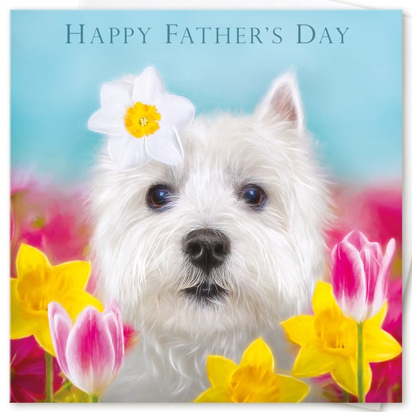 Fathers Day Card him Dad Daddy Husband Boyfriend HAPPY FATHERS DAY to or from Westie West Highland Terrier Dog Puppy Lover by Juniperlove