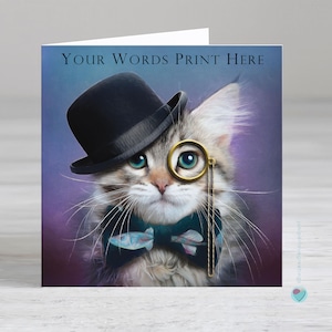 Carte d'anniversaire personnalisée pour un amoureux des chats - carte d'anniversaire chat - carte chaton tigré sibérien - cartes d'anniversaire mâles Royaume-Uni