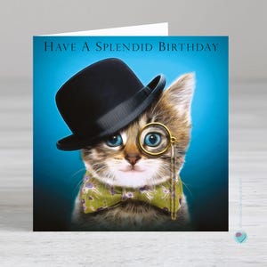 男の子の誕生日カード - 猫の誕生日カード - 男性の誕生日カード - 印刷されたメッセージや詩を中に追加するオプション