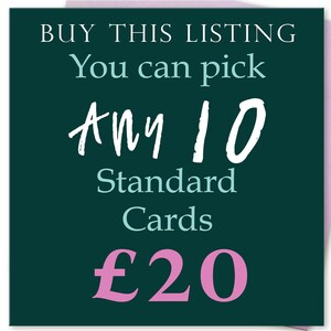 You can pick ANY 10 cards from my shop christmas birthdays anniversary any occasion excluding personalised cards by Juniperlove Greetings image 1