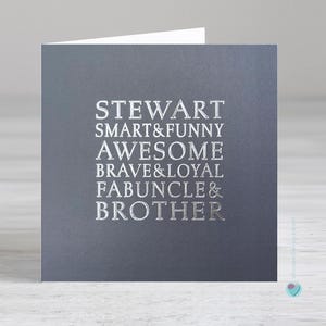 Carte d'anniversaire personnalisée pour homme - carte d'anniversaire pour homme - tous les mots - carte de citation souvenir - carte de confirmation - carte de luxe en feuille d'argent