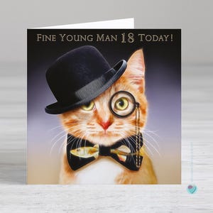 男性への18歳の誕生日カード - 素敵な若者、今日18歳！ - このカードの中にパーソナライズされた印刷メッセージを追加するオプション