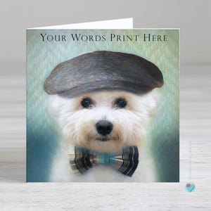 Carte de fête des pères personnalisée - carte du chien - papa chien pour la fête des pères - carte de chien maltais - carte de chien bichon frisé - carte de chien blanc amusante