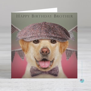 Carte d'anniversaire frère - carte d'anniversaire d'amoureux des chiens labrador - JOYEUX ANNIVERSAIRE FRÈRE - en option, imprimez votre propre message/verset à l'intérieur