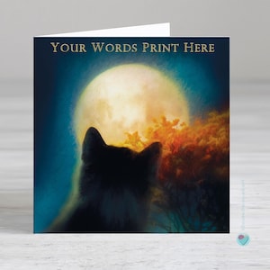 Carte de voeux chat noir pour toutes les occasions - carte d'anniversaire personnalisée - carte sur le thème d'halloween - carte de Saint Valentin - carte d'anniversaire