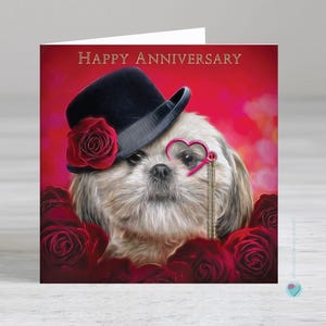 Carte de joyeux anniversaire à destination ou en provenance d'un amoureux des chiens Shih-tzu - couple spécial, mari, femme, maman, papa, grand-père, beau-frère et belle-sœur