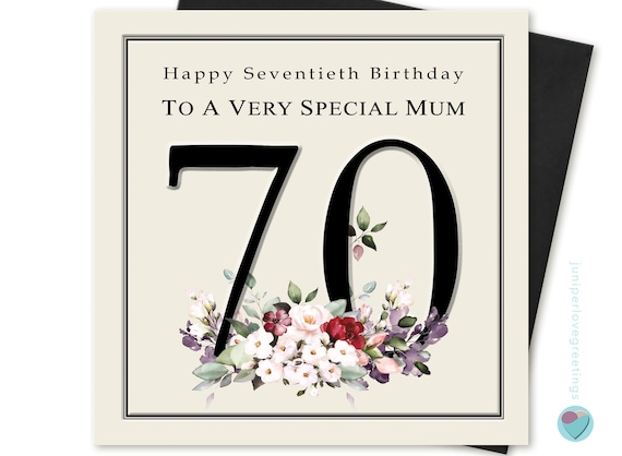 Biglietto di auguri per il 70 compleanno di mamma, per il suo settantesimo  compleanno felice per una mamma MOLTO SPECIALE, elegante biglietto di  qualità floreale classico di Juniperlove Greetings -  Italia