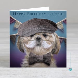 シーズー犬カード - 男性への誕生日カード - 男性への誕生日カード - 男の子の誕生日カード - 内側にパーソナライズされた印刷メッセージを追加するオプション