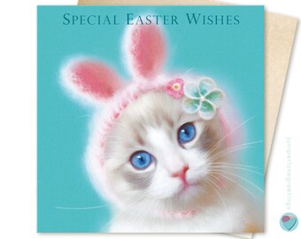 Easter Card Friend family Niece Mum Granddaughter Grandmother Daughter to from Ragdoll Cat Kitten Lover SPECIAL EASTER WISHES