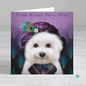 Carte chien Bichon Frise - carte d'anniversaire personnalisée pour elle - carte de remerciement chien - carte de rétablissement pour chien - carte de félicitations chien