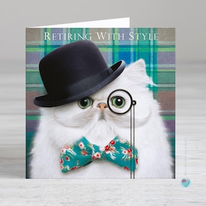 Carte de retraite pour un amoureux des chats - Prendre sa retraite avec style - Possibilité d'ajouter un message imprimé personnalisé à l'intérieur
