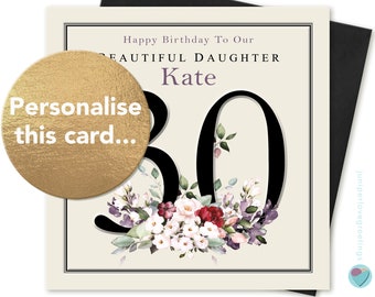 PERSONALISED 18th 21st 30th 40th 50th 60th 70th 80th 90th Birthday Card Daughter Sister Niece Granddaughter Mum ANY NAME Relation Floral