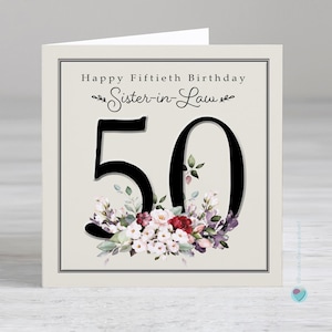Carte du 50e anniversaire de sa belle-soeur - Carte de ses 50 ans pour sa belle-soeur - Personnalisez l'intérieur avec votre propre message/verset