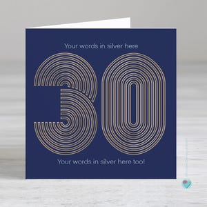 Carte d'anniversaire 30 ans pour homme et femme - Carte personnalisée de 30 ans pour lui ou elle - Numéro 30 en feuille d'or de luxe - Possibilité d'ajouter un message à l'intérieur