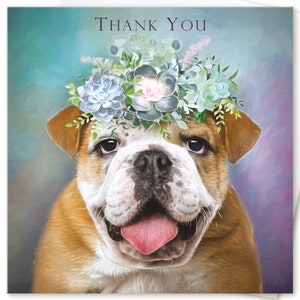 Thank You card  THANK YOU or PERSONALISED Option Any Age Name Relation Occasion to or from Bulldog Dog Puppy Lover by Juniperlove