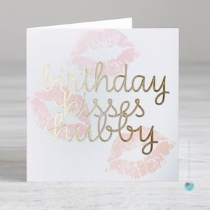 Carte d'anniversaire pour mari - Bisous d'anniversaire pour mari - Bisous d'anniversaire pour mari OU ajoutez le nom/relation - Possibilité d'ajouter un message personnalisé à l'intérieur