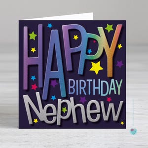 Carte d'anniversaire neveu pour garçon ou homme - EN OPTION Ajoutez un message imprimé ou un verset à l'intérieur de cette carte