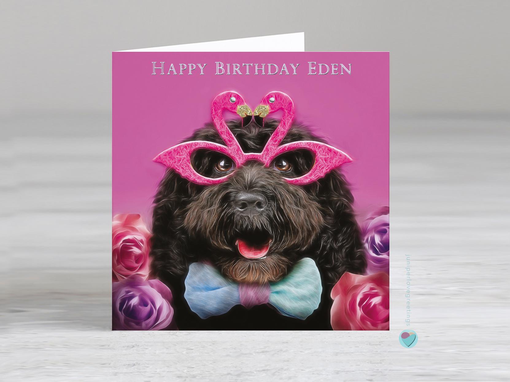 Cute HAPPY BIRTHDAY Card, Cockapoo Labradoodle Dog Cake - Stockwell Greetings ✉ | UK
