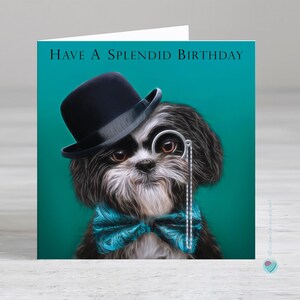 シーズー犬の誕生日カード - 男性または女性の犬好きの方への誕生日カード - オプションで、このカードの中に個人的なメッセージや詩を追加できます