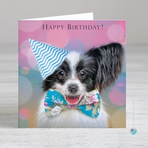 パピヨン犬の誕生日カード - 男の子の誕生日カード - 女の子の誕生日カード - ハッピーバースデー - 中にパーソナライズされたメッセージを追加するオプション