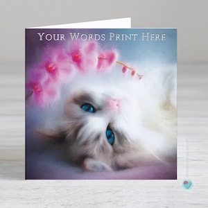 Cat birthday card for women girls - Personalised Ragdoll cat card - cat thank you card - cat mothers day card