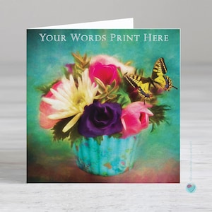Carte d'anniversaire pour femme sa femme - carte de remerciement personnalisée - carte de rétablissement personnalisée - carte d'anniversaire fleurs et papillon
