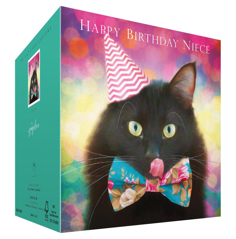 Niece Birthday Card Funny Black Cat Kitten uk Greeting Post | Etsy