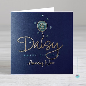 Carte d'anniversaire personnalisée pour fille et femme - Tout nom - Toute relation - Âge facultatif - Cartes d'anniversaire faites main - Juniperlove France